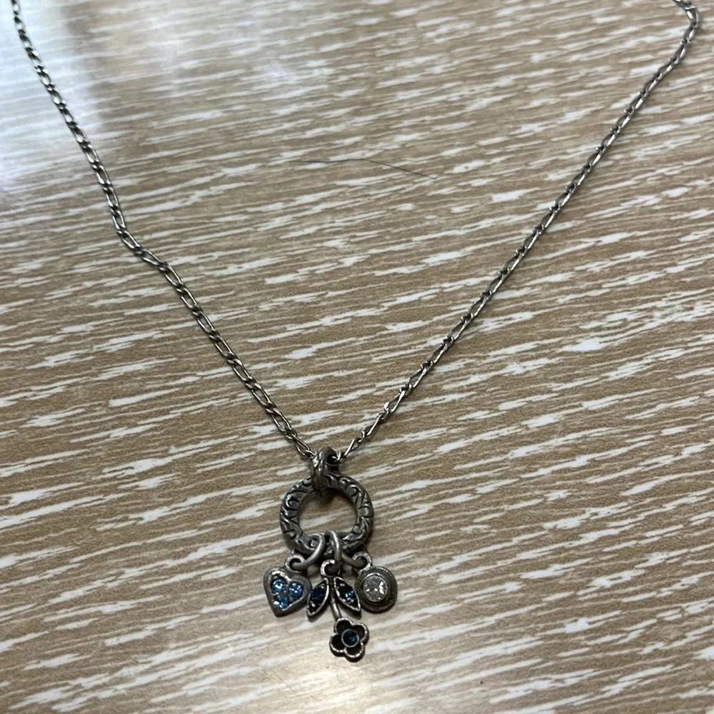 Lia Sophia burnished silver crystal charms necklace. - Picture 4 of 5